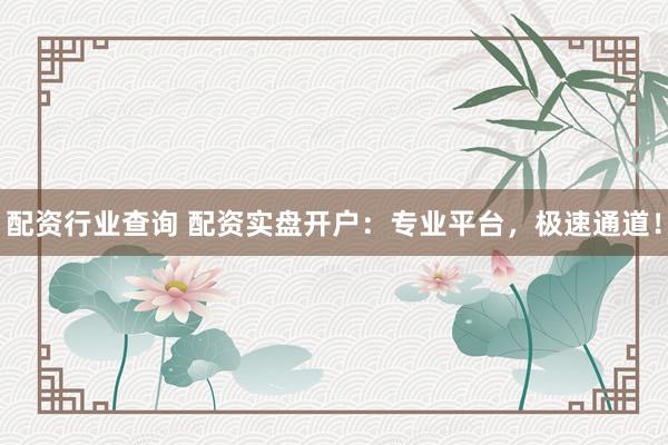 配资行业查询 配资实盘开户：专业平台，极速通道！