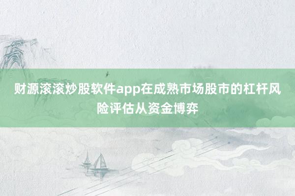 财源滚滚炒股软件app在成熟市场股市的杠杆风险评估从资金博弈