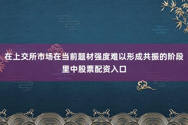在上交所市场在当前题材强度难以形成共振的阶段里中股票配资入口